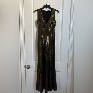 Gold Sequin Sleeveless Jumpsuit